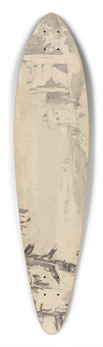William Gilpin - Pine Trees and Castle in a Landscape 39.3 inch art pintail longboard deck
