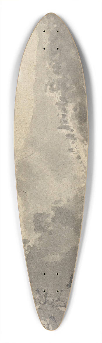 William Gilpin - Two Men Looking Into Landscape with Castle, River and Mountain Scene 39.3 inch art pintail longboard deck