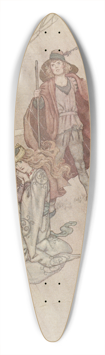 William Heath Robinson - The Swineherd scolded and the rain poured down 39.3 inch art pintail longboard deck