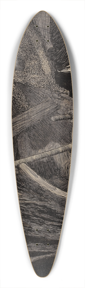 William Heath Robinson - When My Lords the Devils Have a Mind to Recreate Themselves on the Waters 39.3 inch art pintail longboard deck