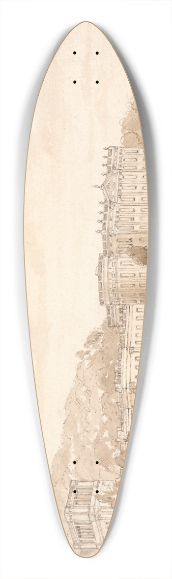 William Henry Bartlett - Chatsworth House, Derbyshire 39.3 inch art pintail longboard deck