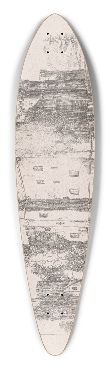 William Henry Brooke - Herstmonceux Castle from the Southwest 39.3 inch art pintail longboard deck