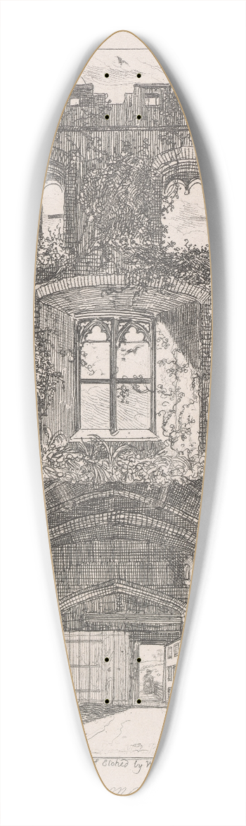 William Henry Brooke - Herstmonceux Castle, Interior of Porters Lodge and Gateway Tower 39.3 inch art pintail longboard deck