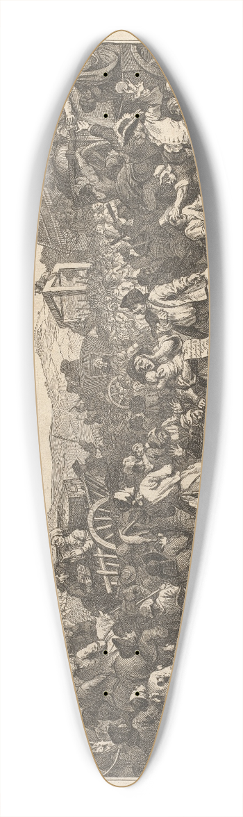 William Hogarth - Plate 11, The Idle Prentice Executed at Tyburn 39.3 inch art pintail longboard deck