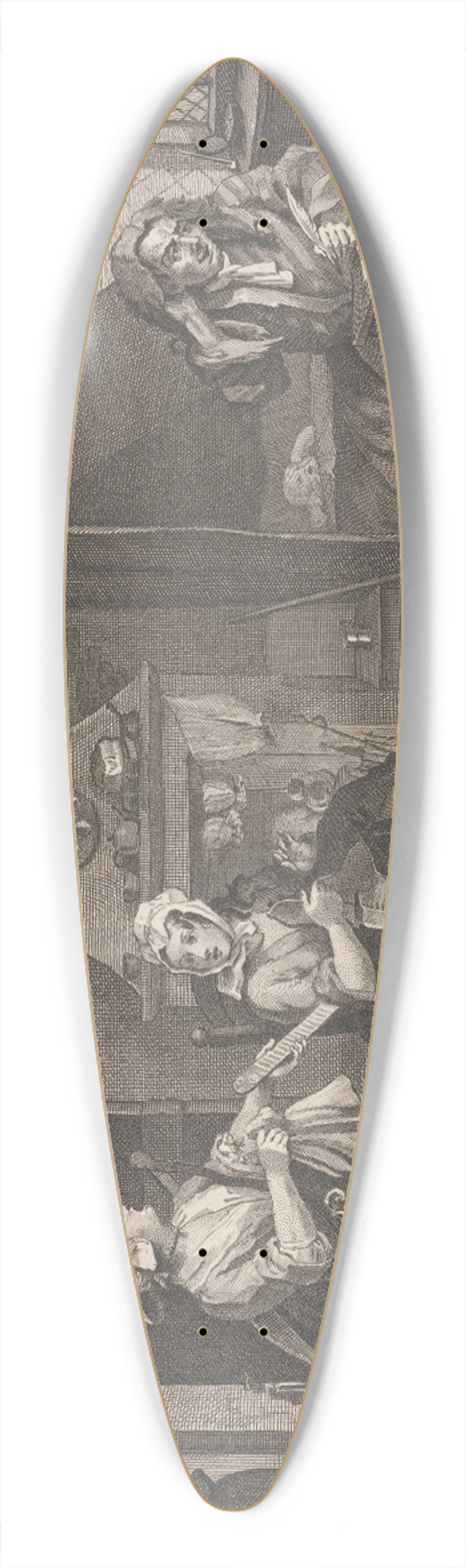 William Hogarth - The Distressed Poet 39.3 inch art pintail longboard deck