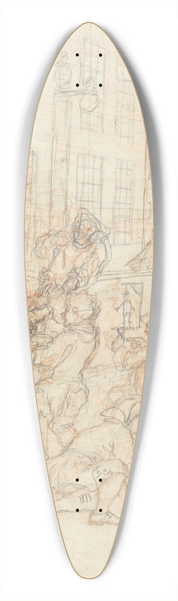 William Hogarth - The First Stage of Cruelty 39.3 inch art pintail longboard deck