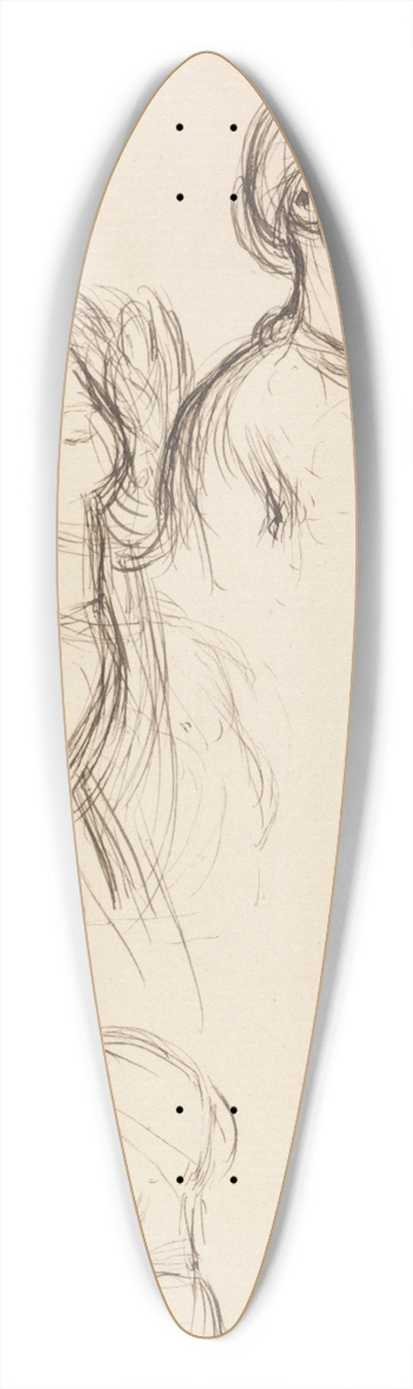 William Holman Hunt - Studies of Edith Holman Hunt 39.3 inch art pintail longboard deck