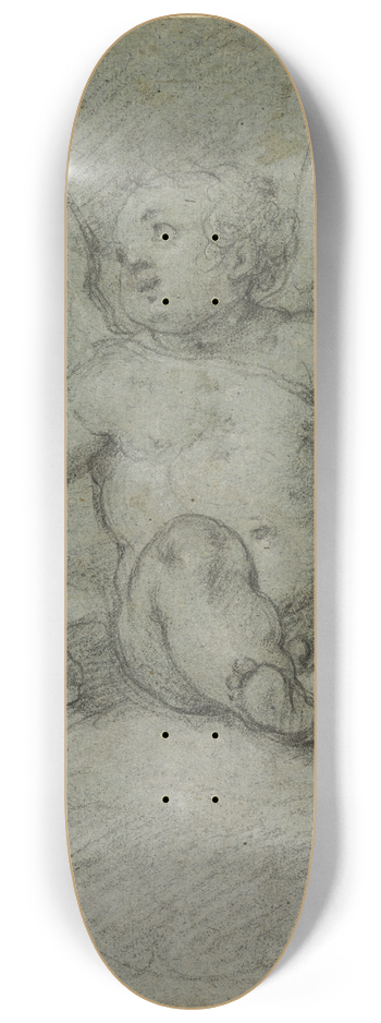 Denys Calvaert - Putto Seated on Clouds 8.25 inch art skate deck
