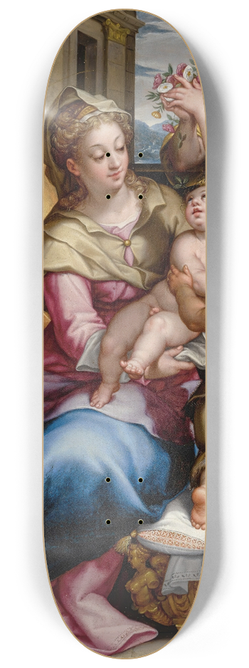 Denys Calvaert - The Holy Family With Saint John The Baptist And An Angel 8.25 inch art skate deck