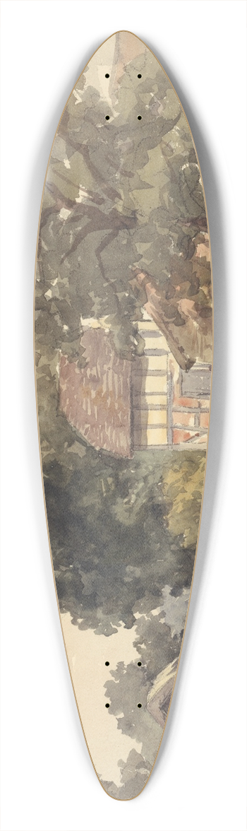William James Mller - Farm Buildings 39.3 inch art pintail longboard deck