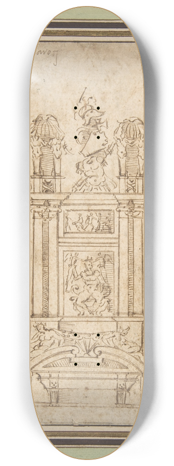 After Michelangelo Buonarroti - Architectural Study 8.25 inch art skate deck