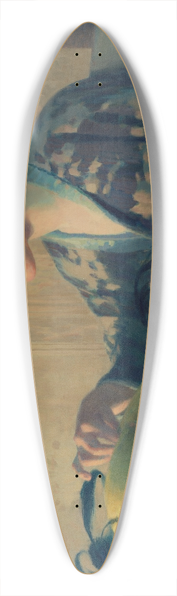 William John Edmondson - The Blue Feather 39.3 inch art pintail longboard deck