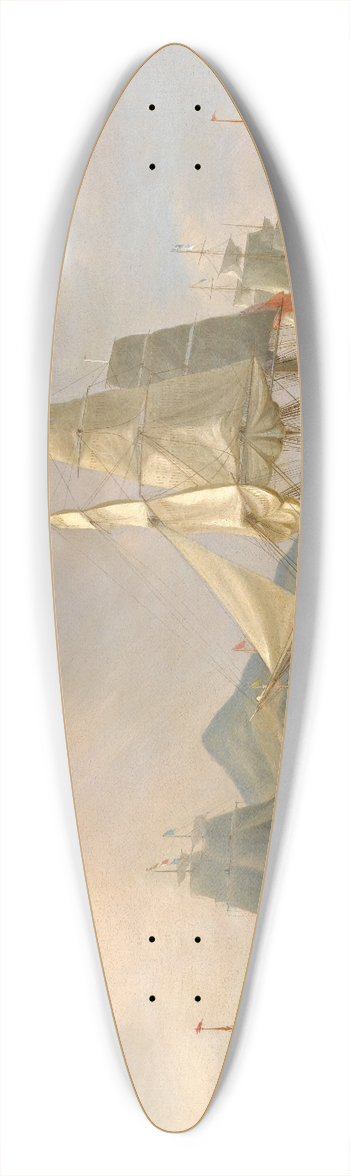William John Huggins - The Opium Ships At Lintin, China 39.3 inch art pintail longboard deck