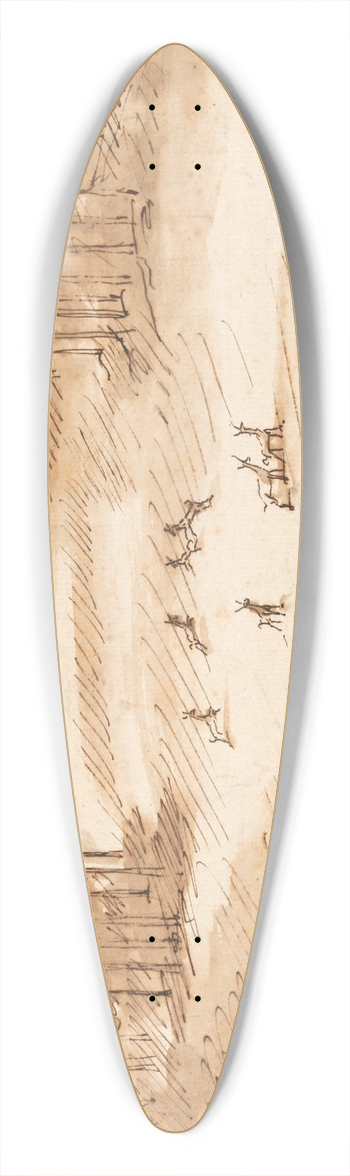 William Kent - Design for a Pavilion in a Deer Park 39.3 inch art pintail longboard deck