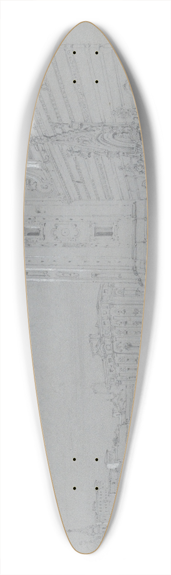 William Leighton Leitch - Piazza del Duomo, Messina, Sicily 39.3 inch art pintail longboard deck