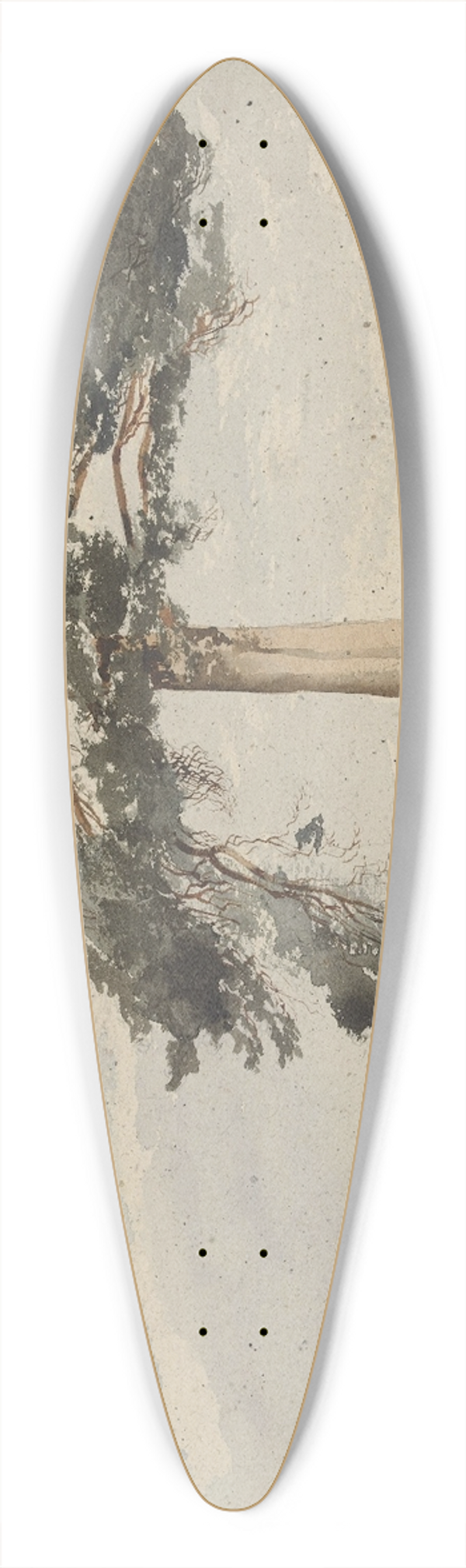 William Leighton Leitch - Scottish Pine Tree 39.3 inch art pintail longboard deck