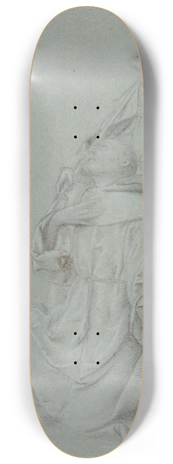 After Moretto da Brescia - Kneeling St. Francis and St. Nicholas of Bari 8.25 inch art skate deck