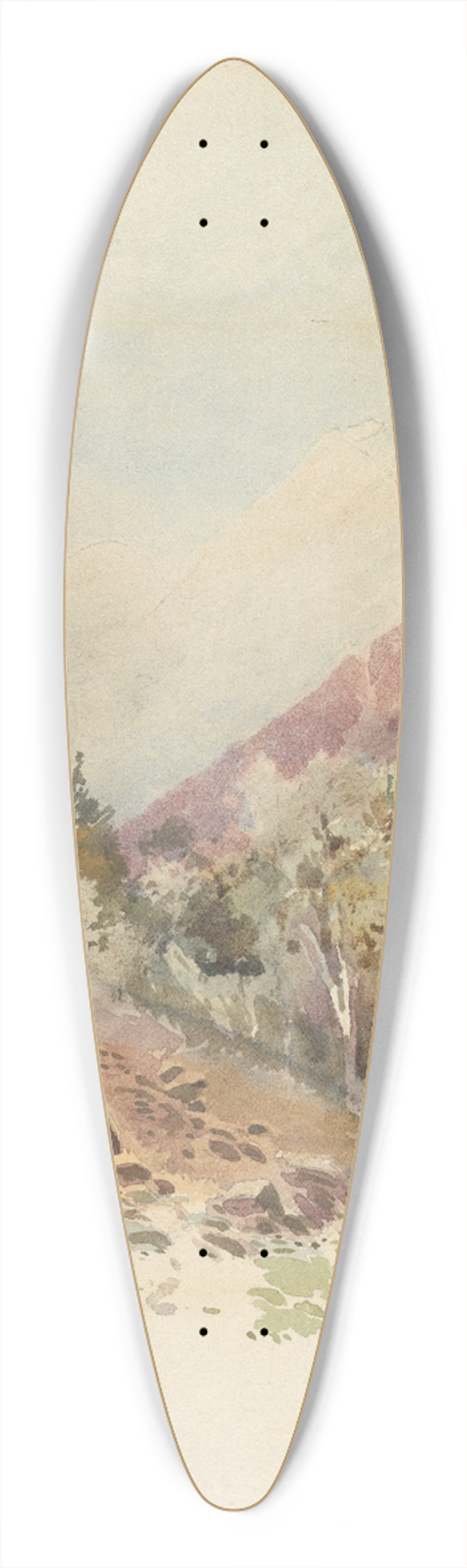 William Mathew Hodgkins - Mount Cook  an afterglow above the mist 39.3 inch art pintail longboard deck
