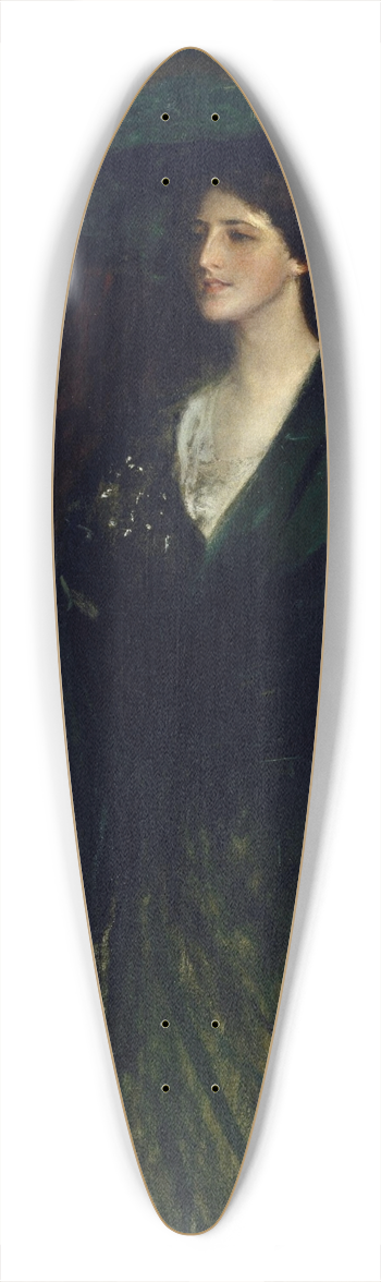 William Merritt Chase - The Emerald Lady 39.3 inch art pintail longboard deck