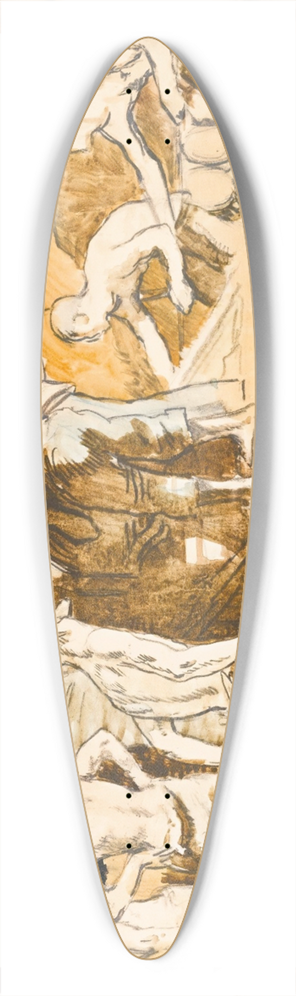 William Orpen - The Howitzer In Action 39.3 inch art pintail longboard deck