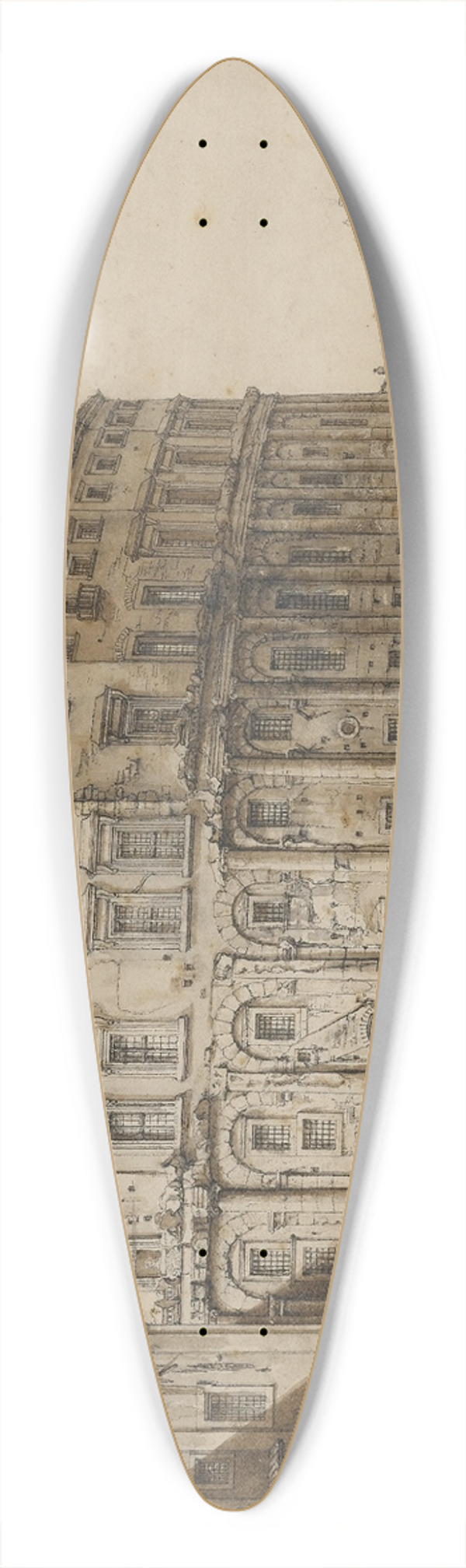 William Parrott - The Theatre of Marcellus, Rome, after Giovanni Battista Piranesi 39.3 inch art pintail longboard deck
