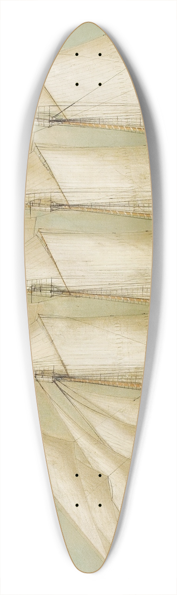 William Pierce Stubbs - A Four Mast Schooner King Philip 39.3 inch art pintail longboard deck