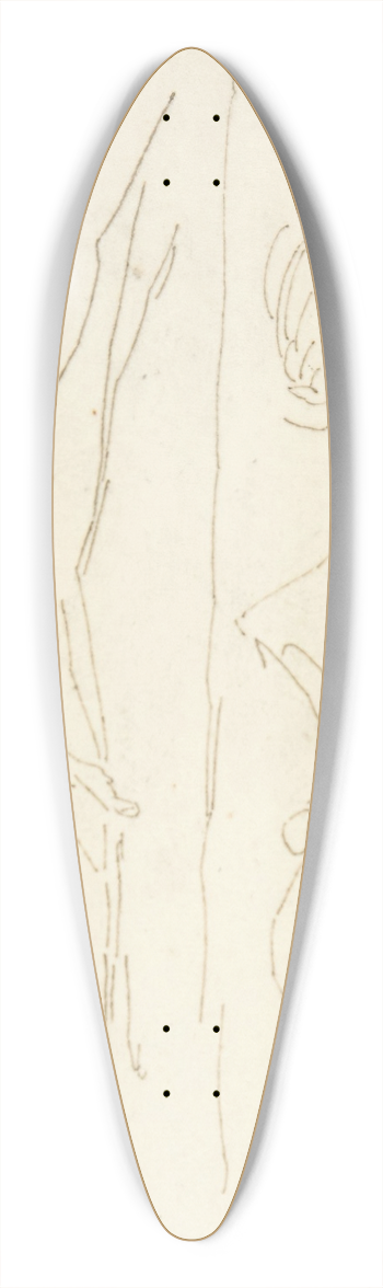 William Pitts - Sketch of a Child Riding a Dog 39.3 inch art pintail longboard deck