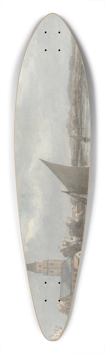 William P. Sherlock - View on the Thames at Batersea 39.3 inch art pintail longboard deck