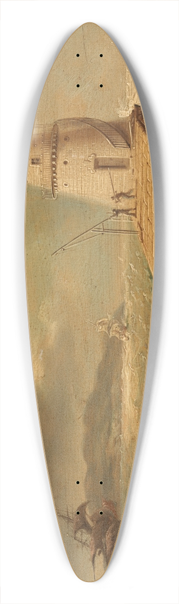 William Sadler the Younger - A View of Poolbeg Lighthouse 39.3 inch art pintail longboard deck
