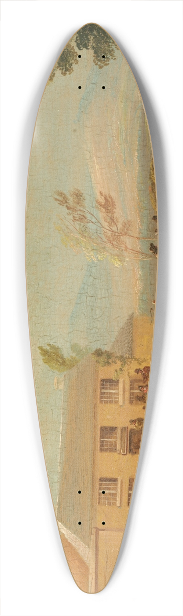 William Sadler the Younger - A View of the Inn, Baldoyle 39.3 inch art pintail longboard deck
