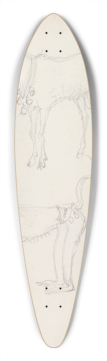 William Simpson - Monkeys and a Goat, Lahore 39.3 inch art pintail longboard deck