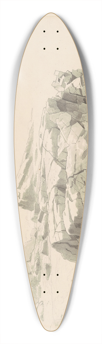 William Stanley Haseltine - Shag Rocks, Nahant, Massachusetts 39.3 inch art pintail longboard deck