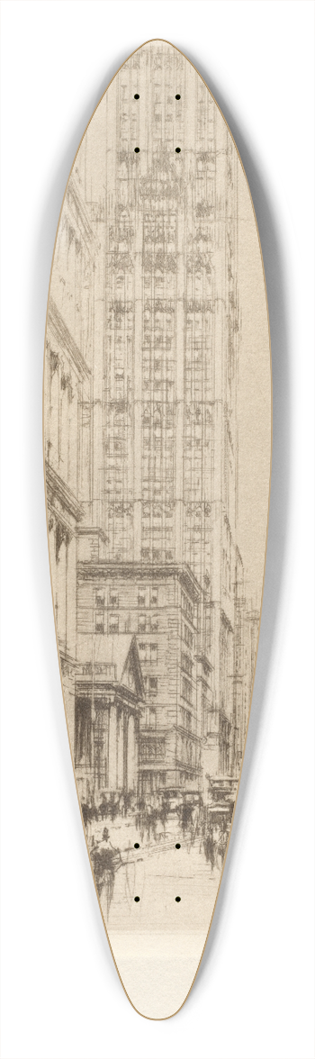 William Walcot - Lower Broadway, Down-Town New York 39.3 inch art pintail longboard deck
