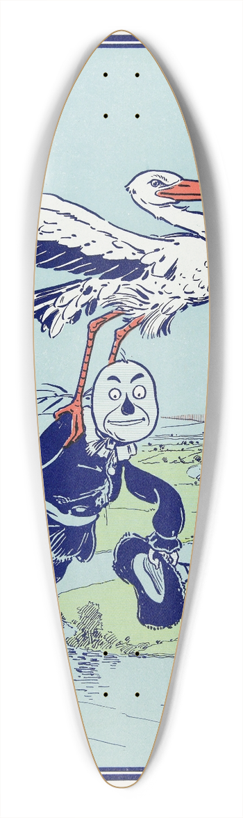 William Wallace Denslow - The Stork carried him up into the air 39.3 inch art pintail longboard deck