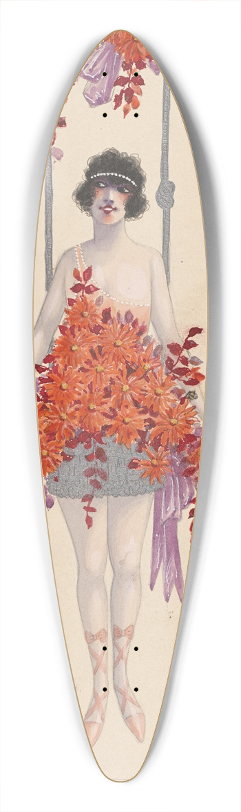 Will R. Barnes - 21-Dahlias 39.3 inch art pintail longboard deck