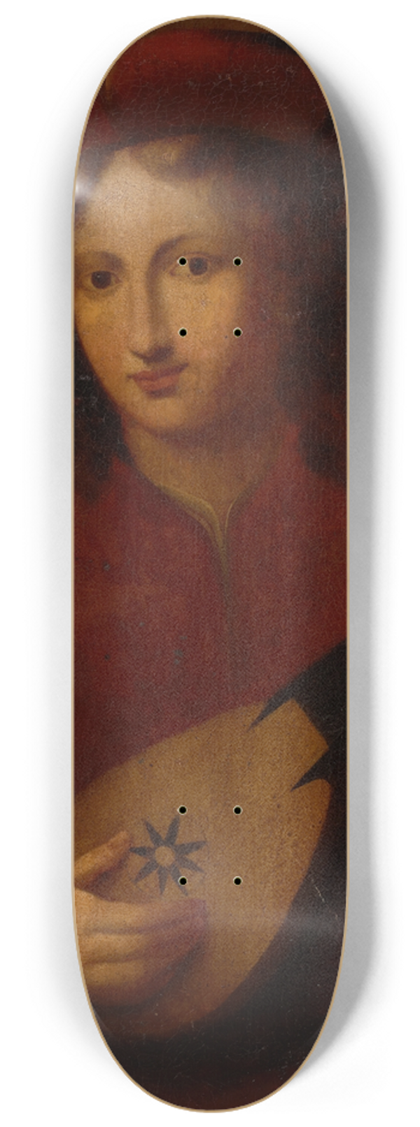 After Titian - Portrait of a Man with Mandolin 8.25 inch art skate deck