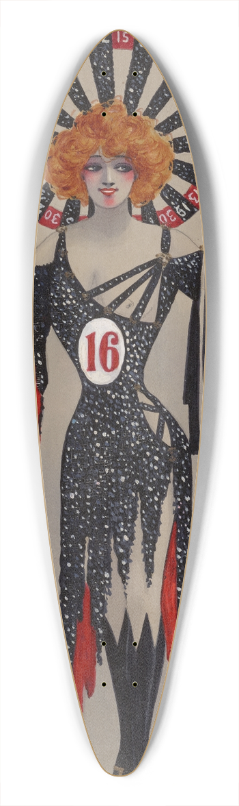 Will R. Barnes - S-Act II-8 Black Roulette Girls 39.3 inch art pintail longboard deck