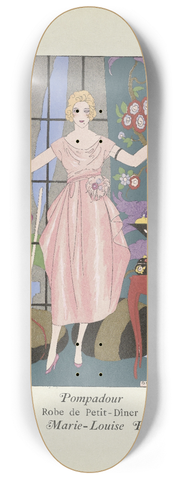 After Umberto Brunelleschi - La Guirlande, nov. 1919; Pompadour 8.25 inch art skate deck