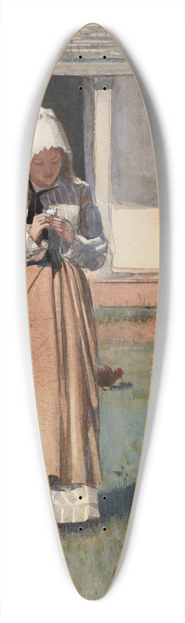 Winslow Homer - A Sick Chicken 39.3 inch art pintail longboard deck