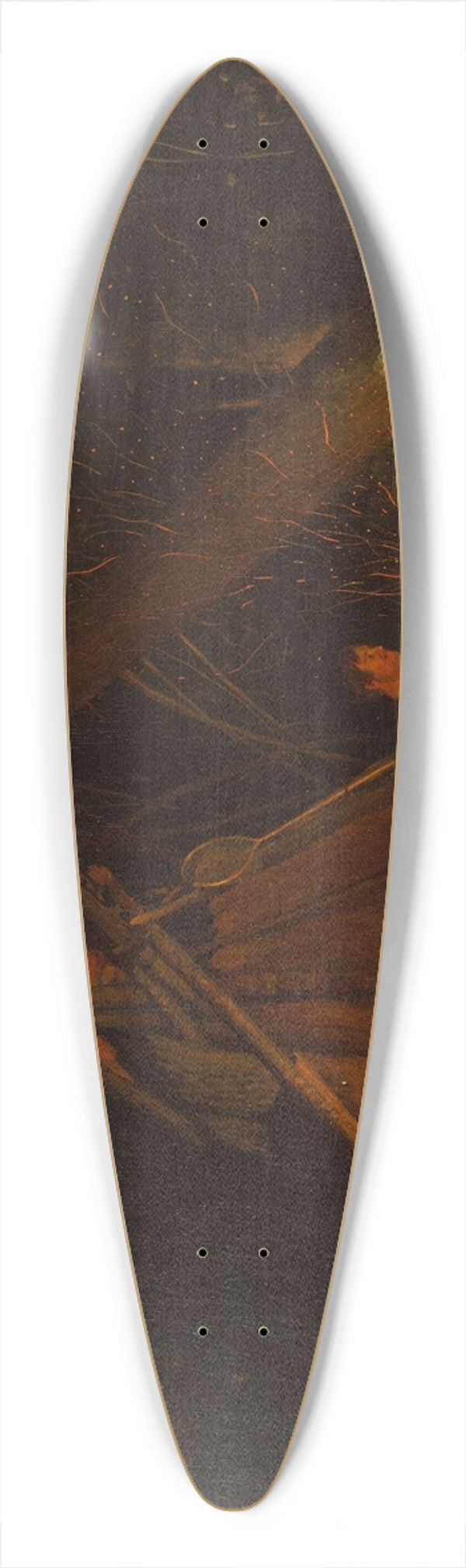 Winslow Homer - Camp Fire 39.3 inch art pintail longboard deck