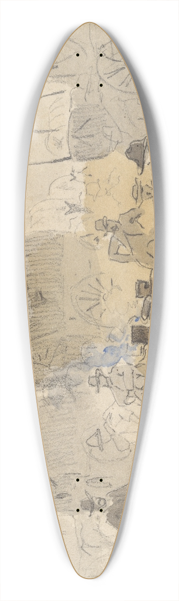 Winslow Homer - Caravan with Covered Wagons Resting (recto) 39.3 inch art pintail longboard deck
