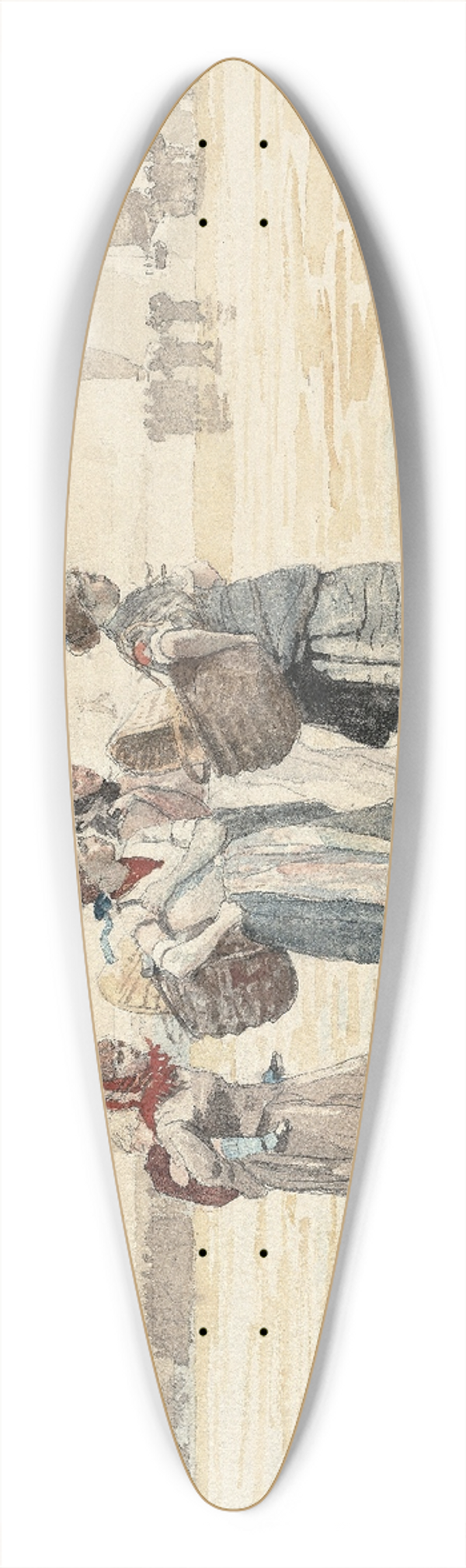 Winslow Homer - Four Fishwives on the Beach 39.3 inch art pintail longboard deck