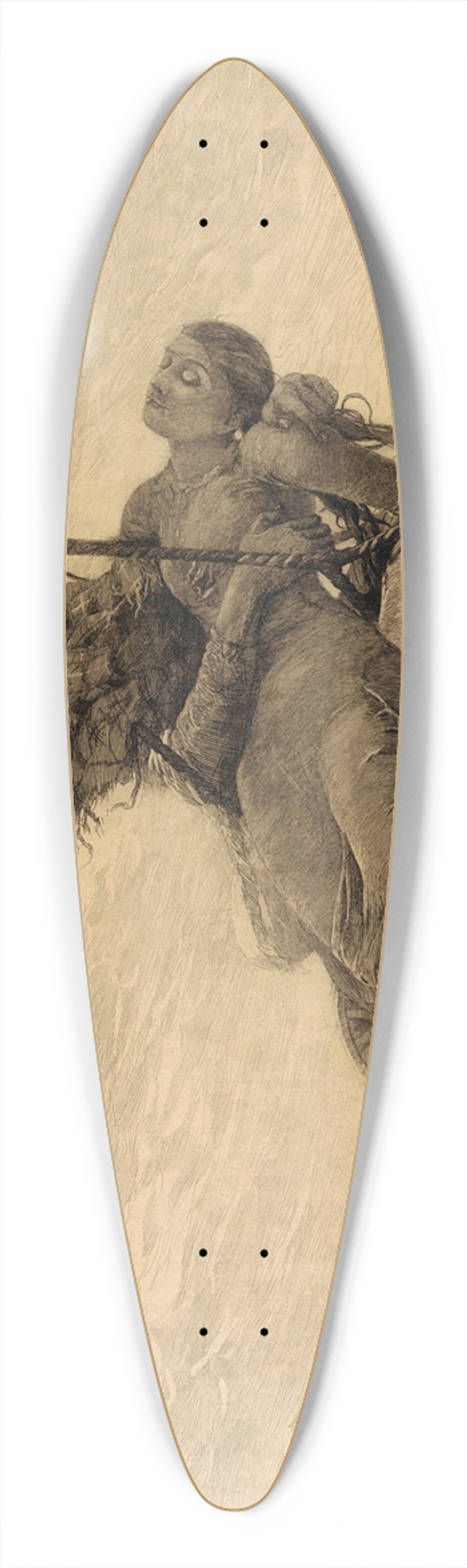 Winslow Homer - Saved 39.3 inch art pintail longboard deck