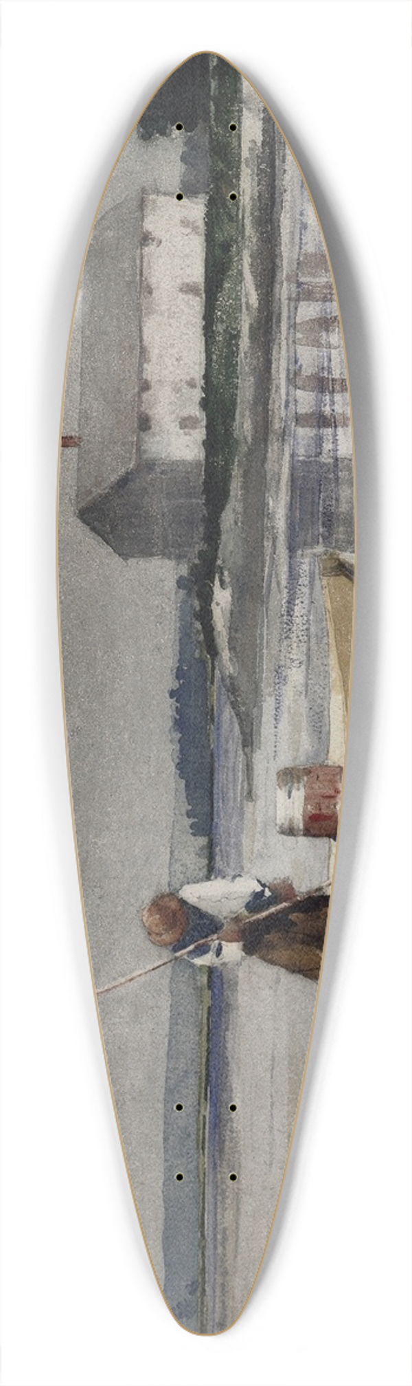 Winslow Homer - Spearing Eels 39.3 inch art pintail longboard deck