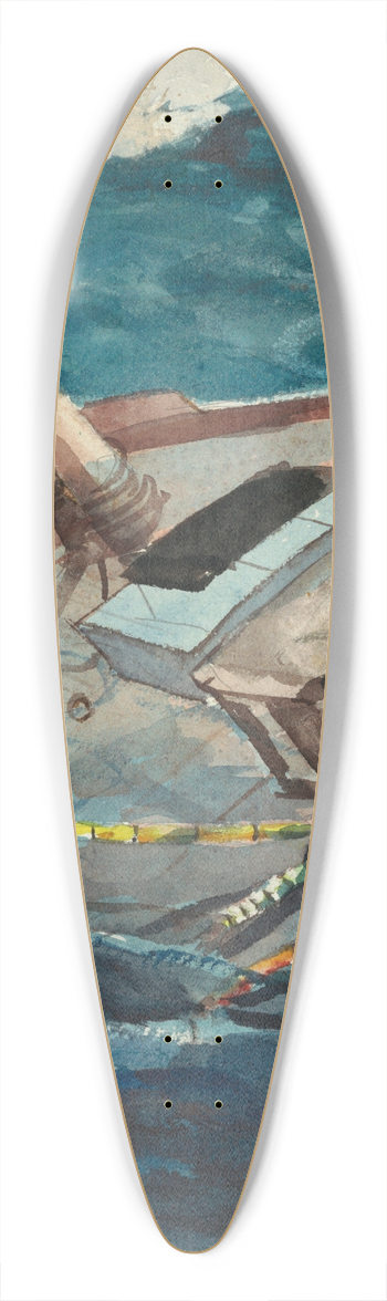 Winslow Homer - Study for The Gulf Stream 39.3 inch art pintail longboard deck