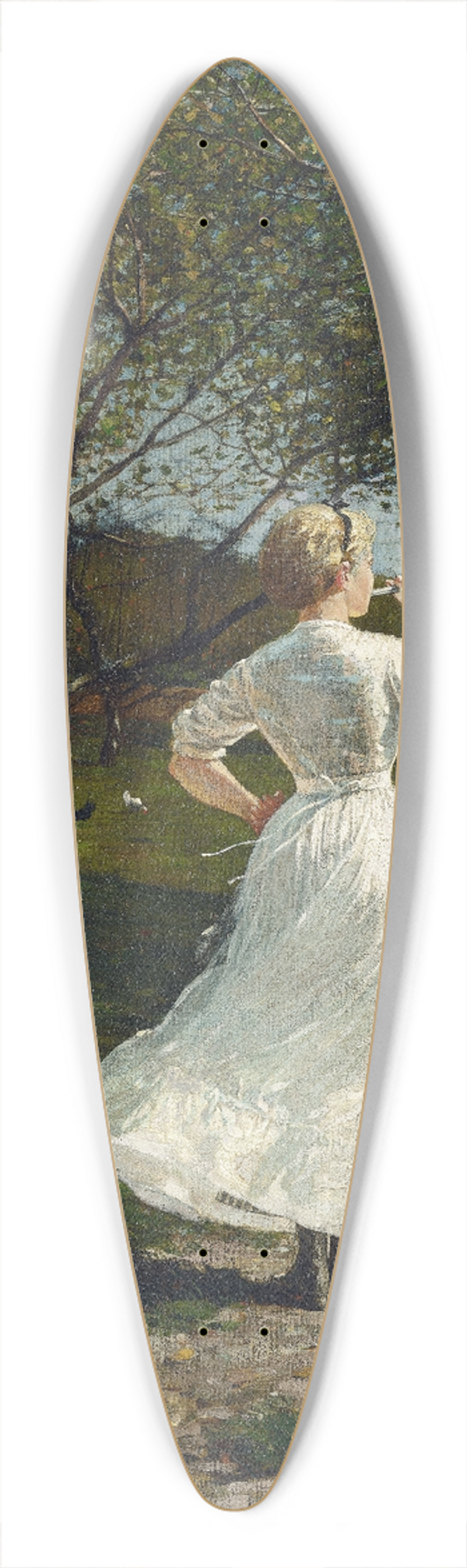 Winslow Homer - The Dinner Horn (Blowing the Horn at Seaside) 39.3 inch art pintail longboard deck