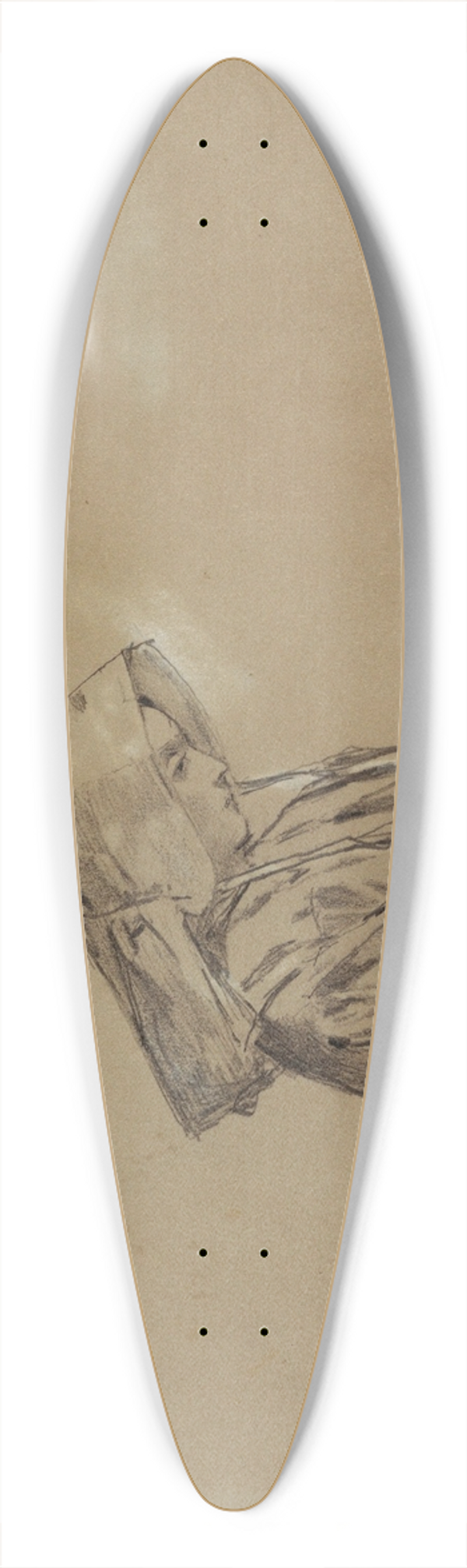 Winslow Homer - Woman in a Sunbonnet 39.3 inch art pintail longboard deck