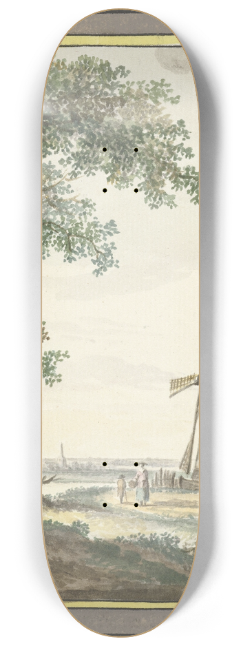 Dirk Kuipers - Landschap met molen 8.25 inch art skate deck