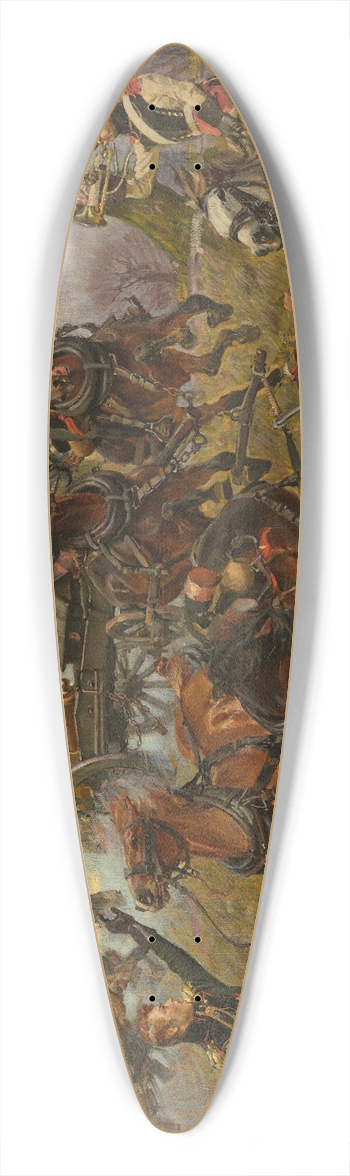Wojciech Kossak - Battery on fire  Raszyn 39.3 inch art pintail longboard deck