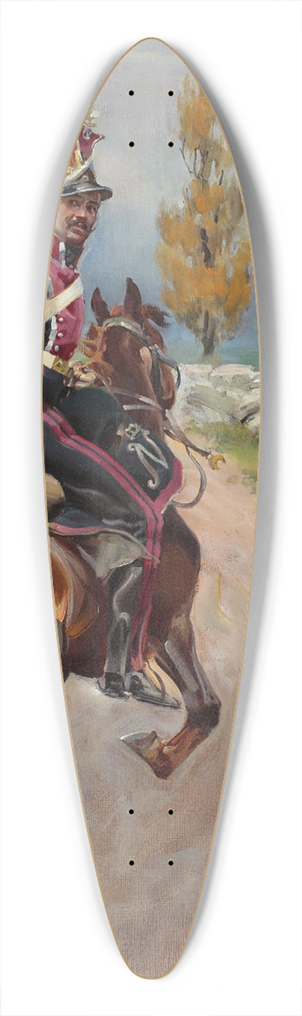 Wojciech Kossak - Light cavalryman on reconnaissance 39.3 inch art pintail longboard deck